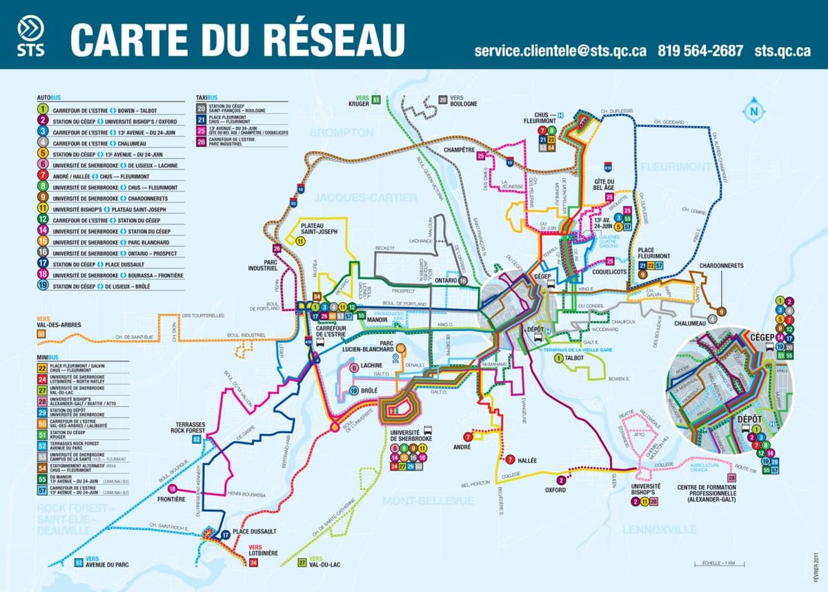 ケベック市内のバス路線図