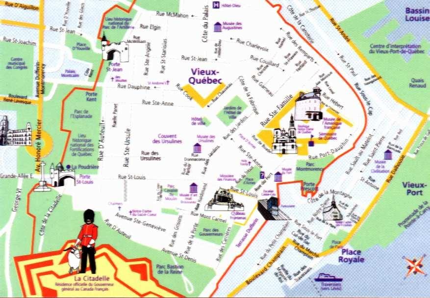 旧市街ケベック市の地図