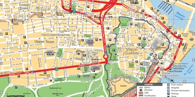 ケベック市の観光名所の地図