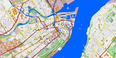 地図のケベック市および周辺地域